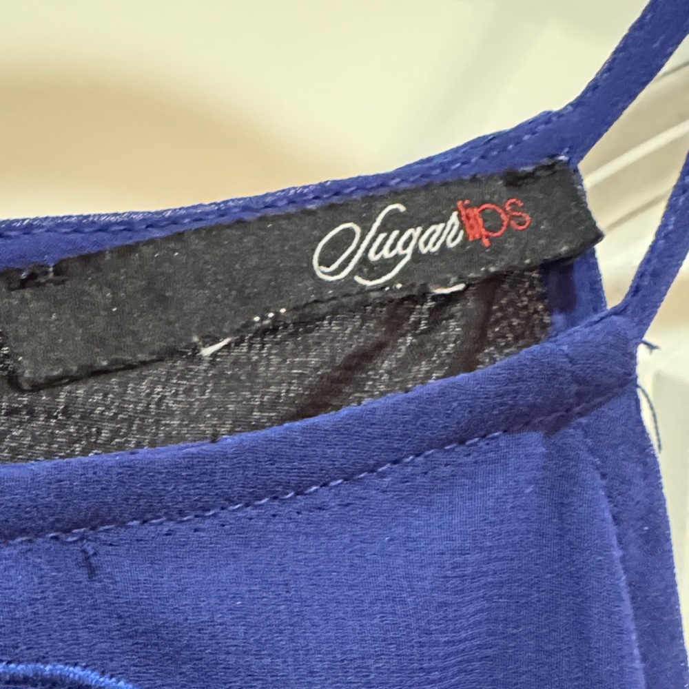 Sugarlips Navy Blue Embroidered Overlay Casual Dress - Picture 3 of 11